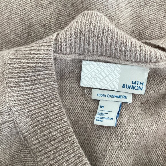 Taupe Cashmere Tunic Sweater with Side Slits - Picture 5 of 6